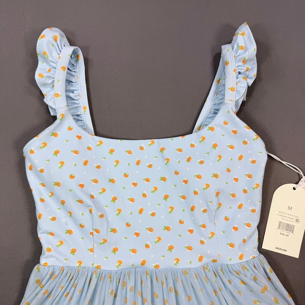 Blogilates Womens M Blue Citrus Mesh Ballerina Ruffle Dress Built-in Shorts NWT - Picture 6 of 12